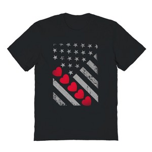 Rerun Island Men's Usa Flag Heart Short Sleeve Graphic Cotton T-Shirt - 1 of 3