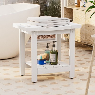 Sonkuki HIPS Waterproof Shower Benches for Inside with Shower Head Holder for Spa, Bath, Shaving Legs