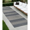 8' X 10'  and Gray Striped Stain Resistant Indoor Outdoor Area Rug - 2 of 4