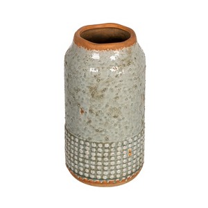 Storied Home Round Terra-cotta Hobnail Planter Vase with Heavily Distressed Finish, Grey - 1 of 4
