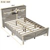 Full Size Farmhouse Platform Bed with Headboard Storage, Rustic Frame with Sliding Barn Doors and USB Charging Station - 3 of 4