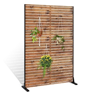 TUYOHW Metal Privacy Screen Outdoor, Decorative Privacy Panels, Freestanding Privacy Screen for Patio, Garden, Pool (White Square) - 1 of 4