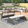 KTMBDW Patio Rattan Daybed, Wicker Loveseat Sofa that converts to four seats and a table, suitable for Garden Lawn Backyard - 2 of 4