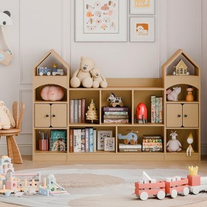 Kids Bookcase and Toy Storage Cabinet, Children Bookshelf, Playroom Furniture - 1 of 4