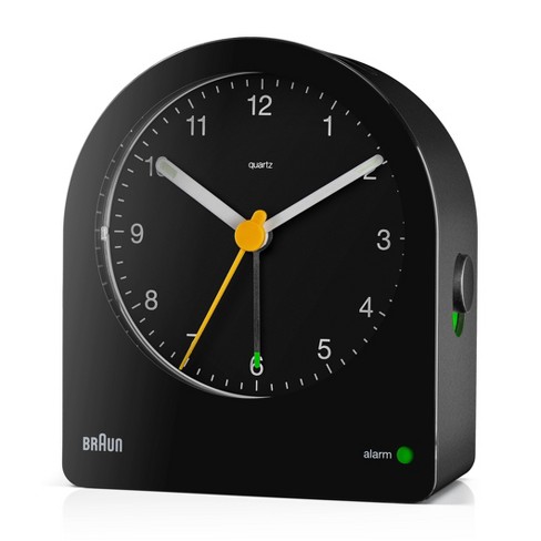 Braun Reloj despertador analógico clásico con repetición y luz, movimiento  de cuarzo silencioso, alarma de pitido Crescendo en gris, modelo BC12G.