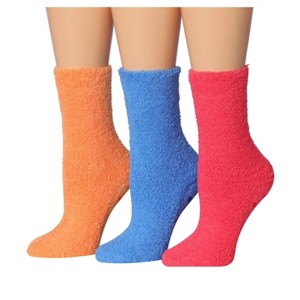 Tipi Toe Women's 3 Pairs Cozy Microfiber Anti-Skid Citrus Crush Patterned Soft Fuzzy Crew Socks - 1 of 1