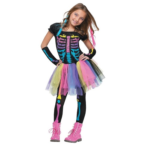Fun World Girls' Funky Punk Skeleton Tutu Costume - Size 8-10 - Pink ...