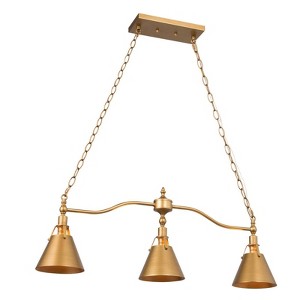 LNC Darren 3-Lights 31.5" Modern Linear Kitchen Island Pendant  Lights, Antique Gold - 1 of 4
