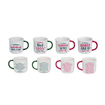 Transpac Dolomite 5 in. White Christmas Recipe Mug Set of 4