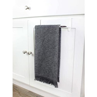 Distressed White Enamel Over Cabinet Towel Holder Set