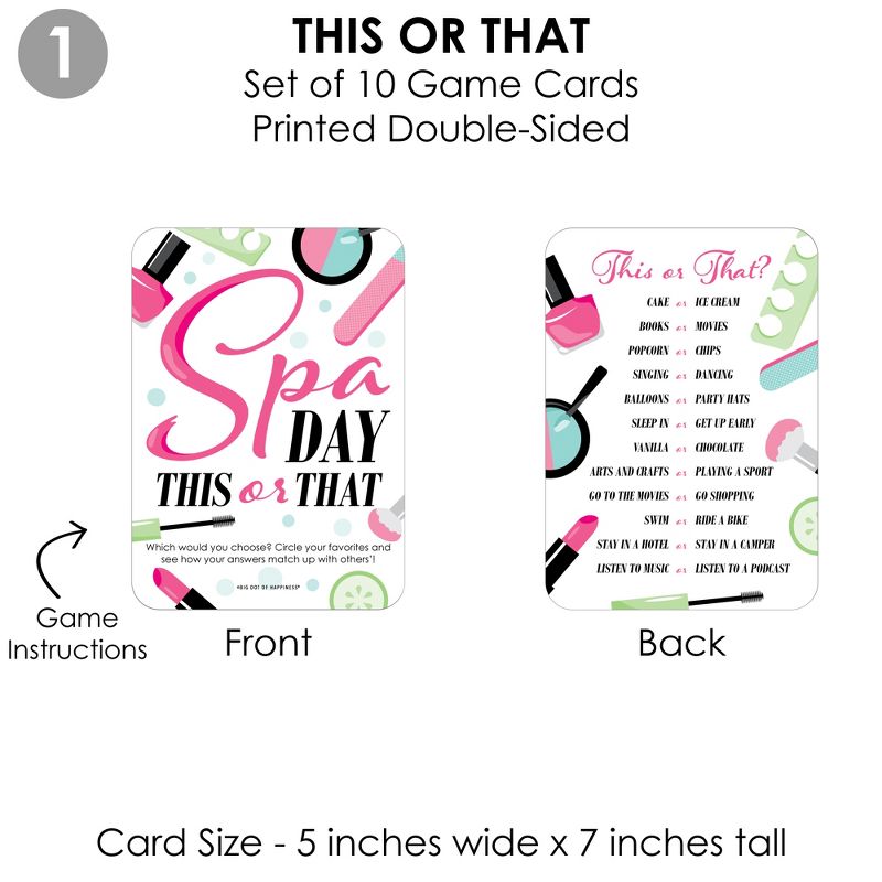 Big Dot of Happiness Spa Day - 4 Girls Makeup Party Games - 10 Cards Each - Gamerific Bundle, 5 of 9