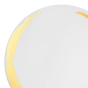 Smarty Had A Party 7.5" White w/ Gold Moonlight Plastic Salad Plates - 120 pcs - 1 of 4