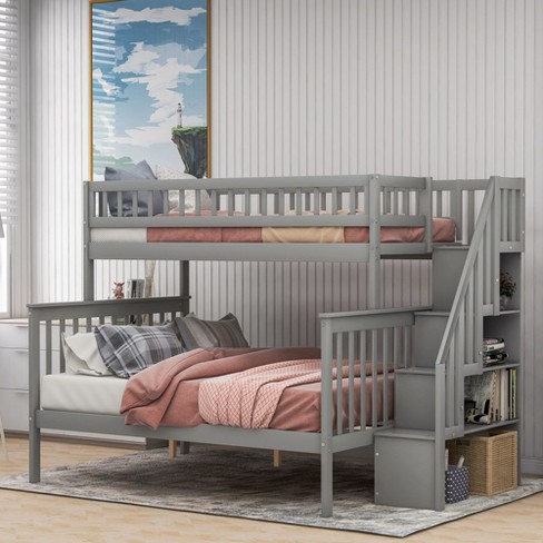 NicBex Twin over Full Bunk Bed with Guardrail and Shelves,Loft Bed with Ladder and Converts to 2 Beds,Modern Bunk Beds,Bunk Beds for Bedroom - image 1 of 4