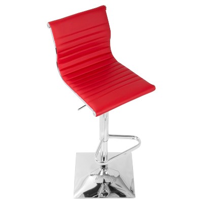 Contemporary Red Faux Leather Adjustable Swivel Barstool 20"