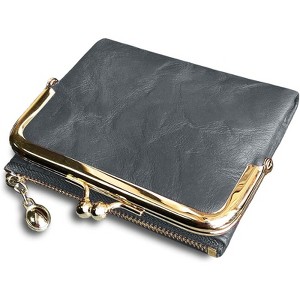Clotth Women’s Vintage RFID Bifold Wallet - Compact Slim Design with Zipper Coin Pocket & Kiss Lock,PU Leather for Daily Use & Travel - 1 of 4
