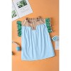 I AM A FASHION JUNKY Mist Blue Colorblock Ruffled Sleeve Frill V Neck Blouse - 4 of 4