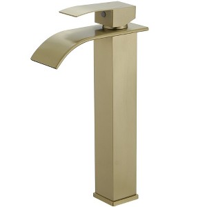 BWE Waterfall Single Hole Single Handle Bathroom Vessel Sink Faucet With Supply Hose - 1 of 4