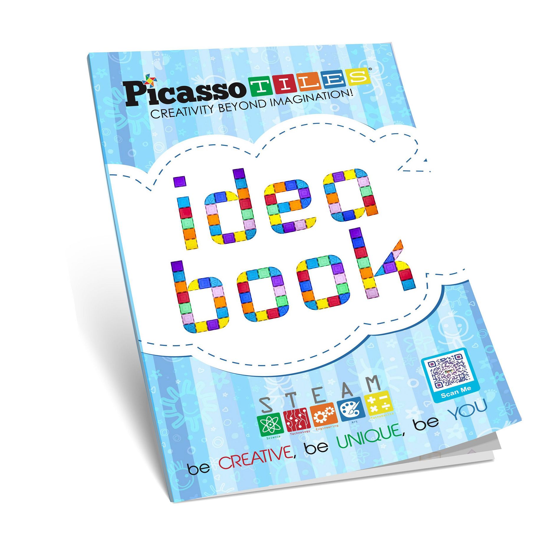 PICASSO-TILES Magnetic Tiles Book for Kids,Idea STEM Learning Educational Pad Booklet for Building Blocks Set
