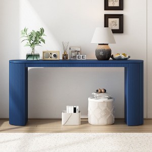 Okak Modern Entryway Table with Curved Legs, Vertical Stripe Console Table with Thick Tabletop, Narrow Console Table for Living Room, Entrance - 1 of 4
