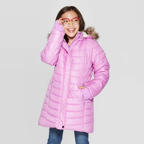 Girls purple puffer outlet coat