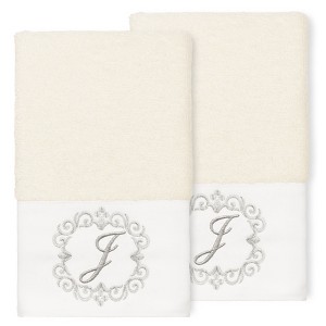 Linum Home Textiles 100% Turkish Cotton MONICA 2PC Embellished Hand Towel Set - 1 of 1