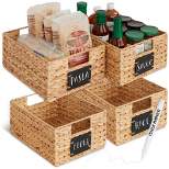 Best Choice Products Set of 4 12in Woven Water Hyacinth Pantry Baskets  w/ Chalkboard Label, Chalk Marker