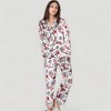 Anna-Kaci Lounge Women's Jungle Animal and Floral Pajama Set with Long Sleeve Notch Collar Button Down Top and Relaxed Woven Pants - 2 of 4