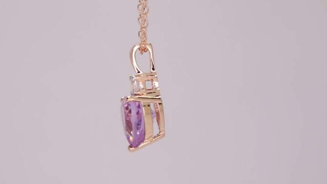 1.65 CT. T.W. Rose de France and .15 CT. T.W. Simulated Sapphire Pendant Necklace Pink Rhodium Plated Silver - Purple, 2 of 5, play video