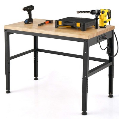 48 Heavy-Duty Steel Workbench with LED Light Bar & Power Outlet