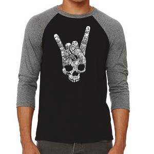 LA Pop Art Men's Raglan Baseball Word Art T-shirt - Heavy Metal Genres - 1 of 4