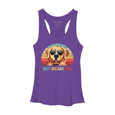 Women's Design By Humans Best Dog Dad Ever Golden Retriever By LuckyCharm99 Racerback Tank Top