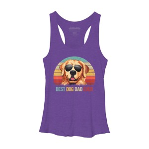 Women's Design By Humans Best Dog Dad Ever Golden Retriever By LuckyCharm99 Racerback Tank Top - 1 of 2