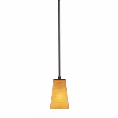 Toltec Lighting Apollo 1 - Light Pendant in  Dark Granite with 5" Square Cayenne Linen Shade