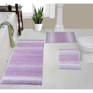 Gradiation Bathroom Decor, Washable Rug, Bathroom Mat, Bathroom Rug Set, Bath Mat Set, Bath Floor Mat Non-Slip, 3 Pcs Set with Runner, Purple - 1 of 4