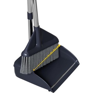 Broom and Dustpan Set with 52 Inch Adjustable Handle, Self-Cleaning Dustpan with Teeth for Hair, for Home and - 1 of 4