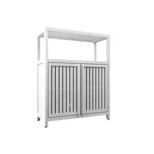 VANIRROR White Bamboo Storage Cabinet with Large Capacity, Multi-Shelf Organizer for Bathroom or Living Room, Stylish Bamboo Furniture - 1 of 3