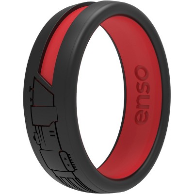 Men's Glow Stars Strata Silicone Ring in Black/Red Size 10