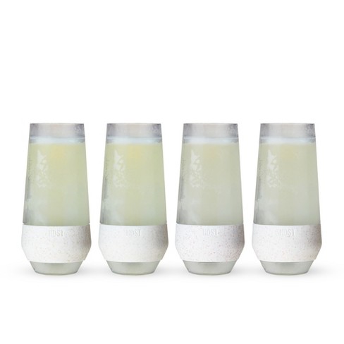 Host Wine Freeze Double-Walled Stemmed Wine Glasses - Plastic Tumblers, Gray