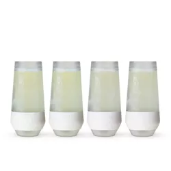 HOST Champagne Freeze Double-Walled Stemless Wine Glasses Freezer Cooling Cups with Active Cooling Gel, 9 Oz Plastic Tumblers, Set of 4, White