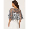 Allegra K Women's Sequin Beaded Bridal Cover-Up Evening Cape Flapper Bolero - 4 of 4