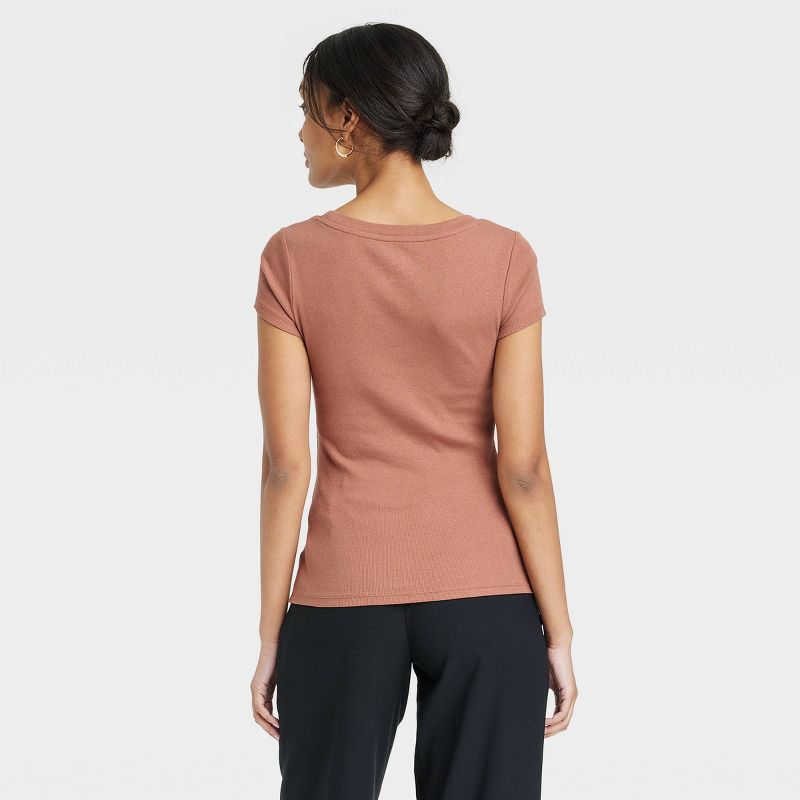 Women's Slim Fit Short Sleeve Ribbed Scoop Neck T-Shirt - A New Day™, 3 of 9