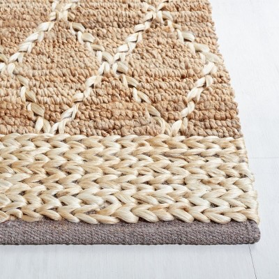 Natural Brown Geometric Handwoven Jute Area Rug 2' x 3'