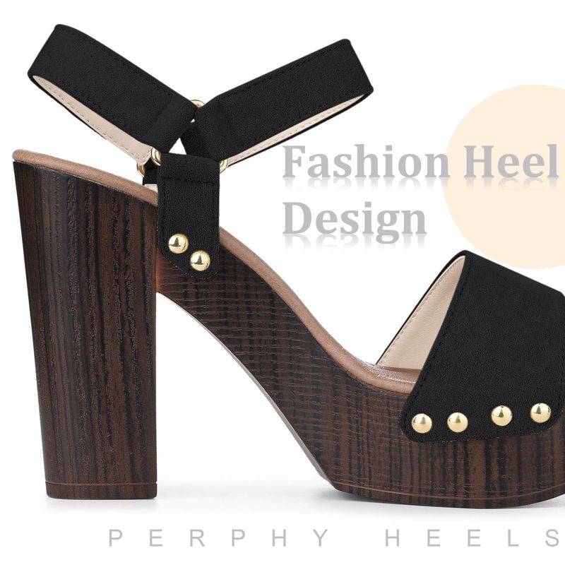 Perphy Women's Round Toe Platform Slingback Chunky Heel Sandals, 4 of 7