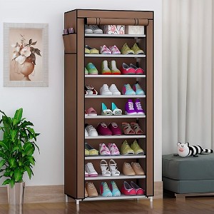 10-Tier Non-Woven Shoe Rack, Space-Saving, Tall & Narrow - 1 of 4