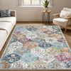 Vintage Area Rugs Washable Floral print Floor Cover, Non-Slip Oriental Accent Carpet, Foldable Low Pile Indoor Mat for Kitchen, Bedroom, Living Room - 4 of 4