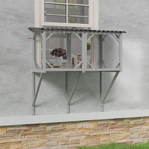 Kumasinova Outdoor Cat Window Perch,43.3" Wooden Cat Cage Enclosure for Indoor Cats,Weatherproof Outdoor Cat House with 270° View for Sunbathing - 1 of 4