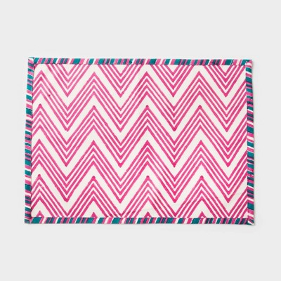 Mela Artisans Set of 4 Red and Blue Zig Zag Placemats