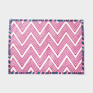 Mela Artisans Set of 4 Red and Blue Zig Zag Placemats - 1 of 4