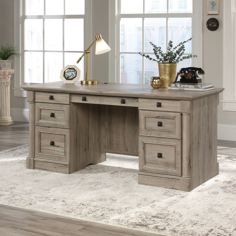 Palladia Executive Desk Split Oak - Sauder: Home Office Furniture with Keyboard Tray, File Storage, 4 of 7