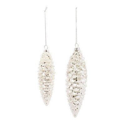 Melrose Frosted Pinecone Drop Ornament (Set of 12)